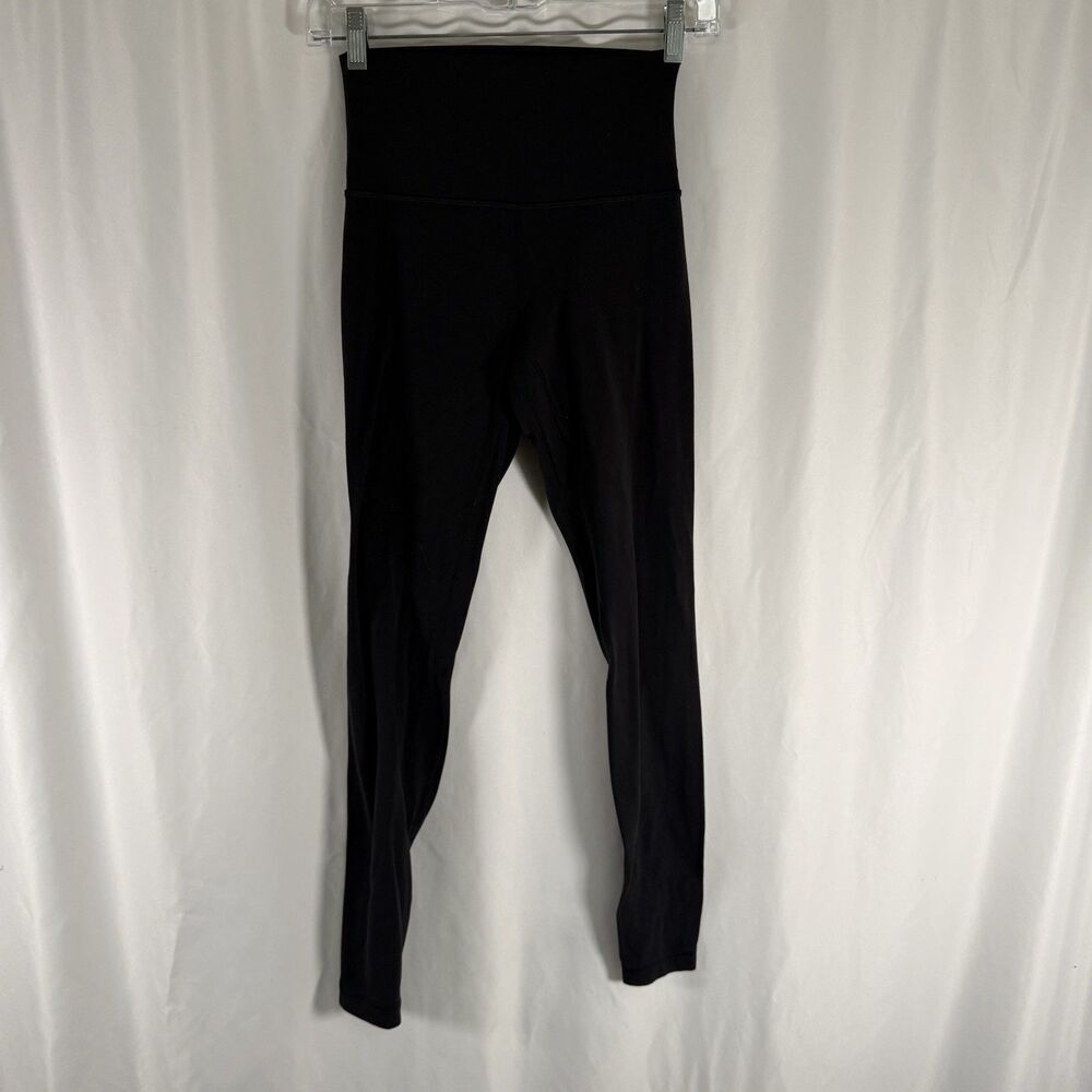 Lululemon Leggings Women's 4 Black Pull On Mid Rise Stretch Inside Pocket 28" In
